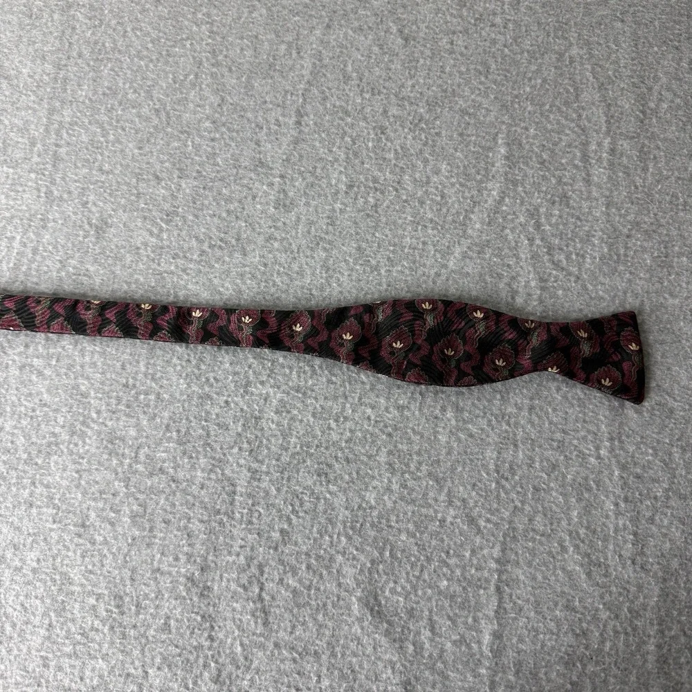 Giorgio Armani Bow Tie Burgundy And Black Floral Formal Event